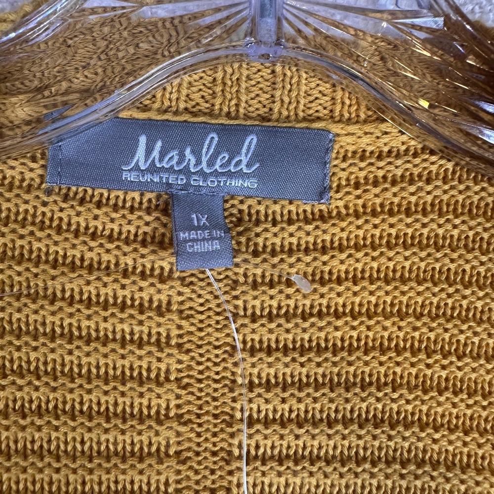 NWT Marled Reunited Clothing Open Front Caramel Gold Cardigan Sweater 1X - Picture 5 of 11